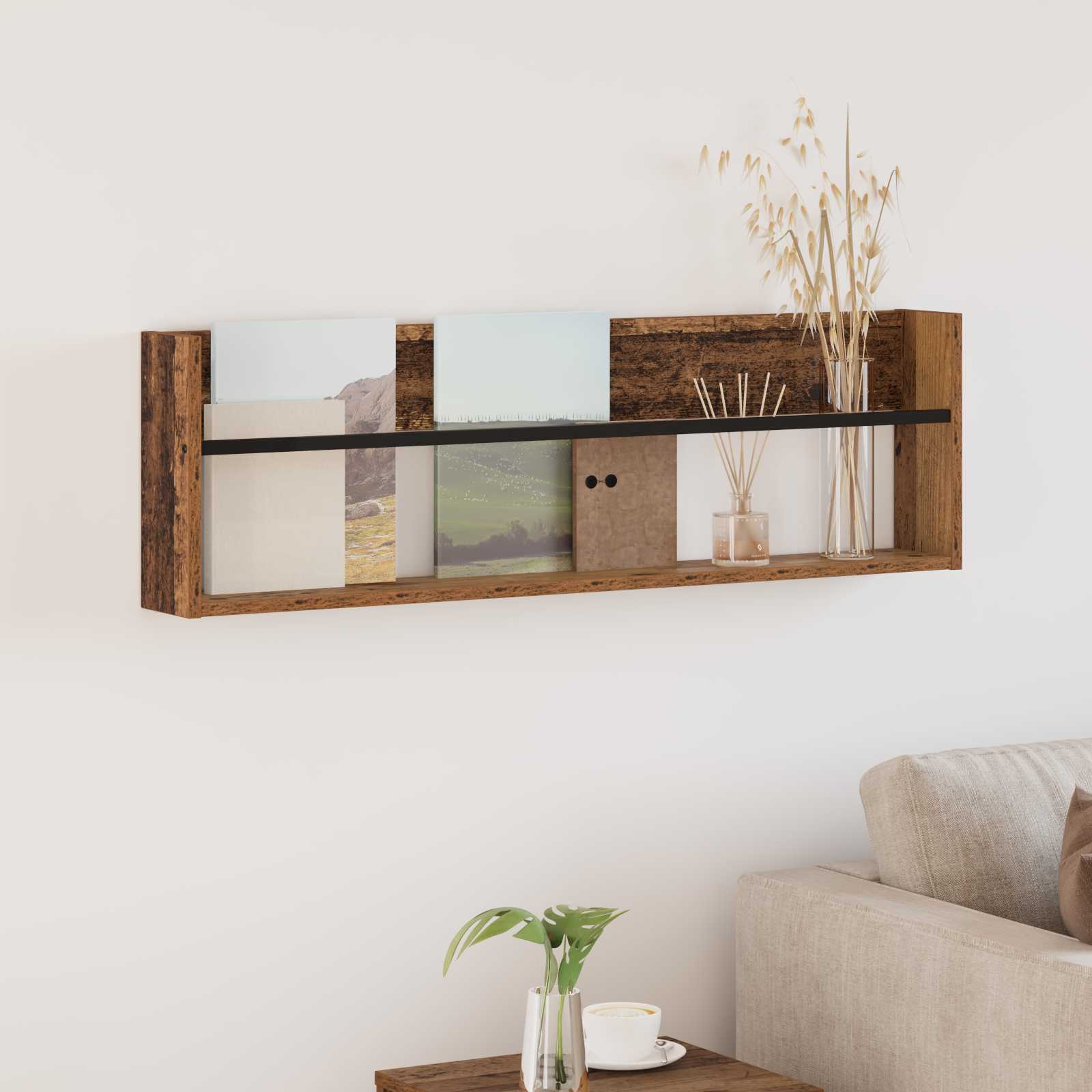 Étagère à magazines avec étagère Bois ancien 100 x 12 x 30 cm - XIOS