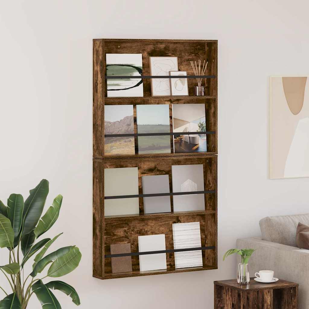 Étagère à magazines 2 pc Chêne fumé 80 x 12 x 70 cm - XIOS