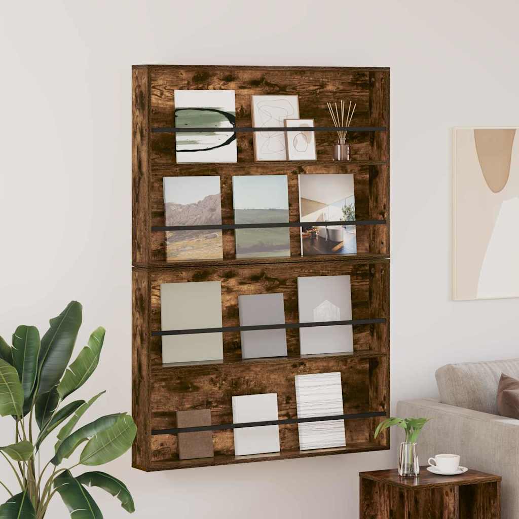 Étagère à magazines 2 pcs Chêne fumé 100 x 12 x 70 cm - XIOS