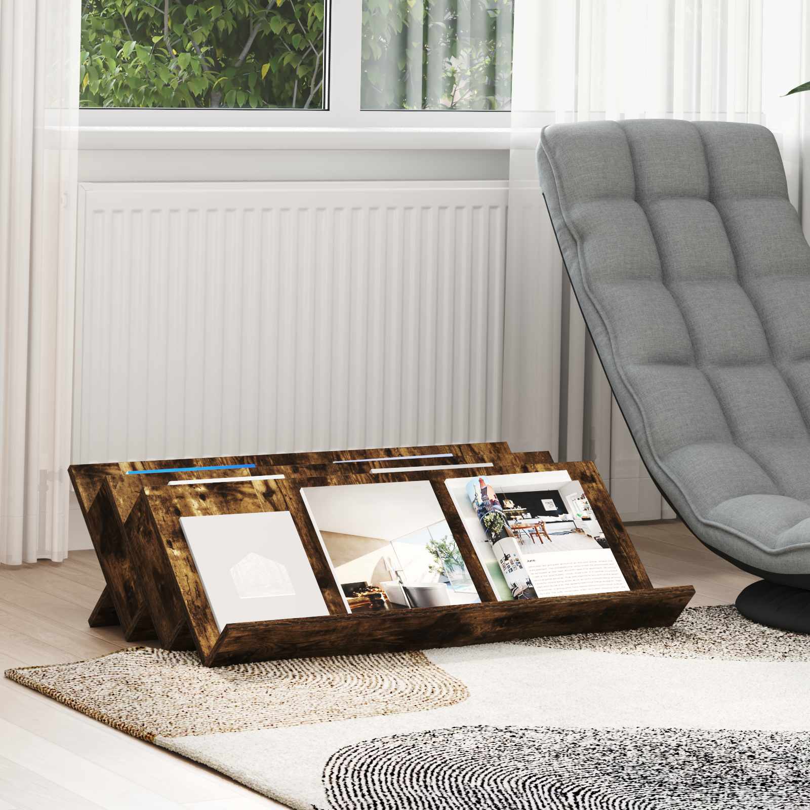 Étagère à magazines avec étagère Chêne fumé 90 x 53 x 28,5 cm - XIOS