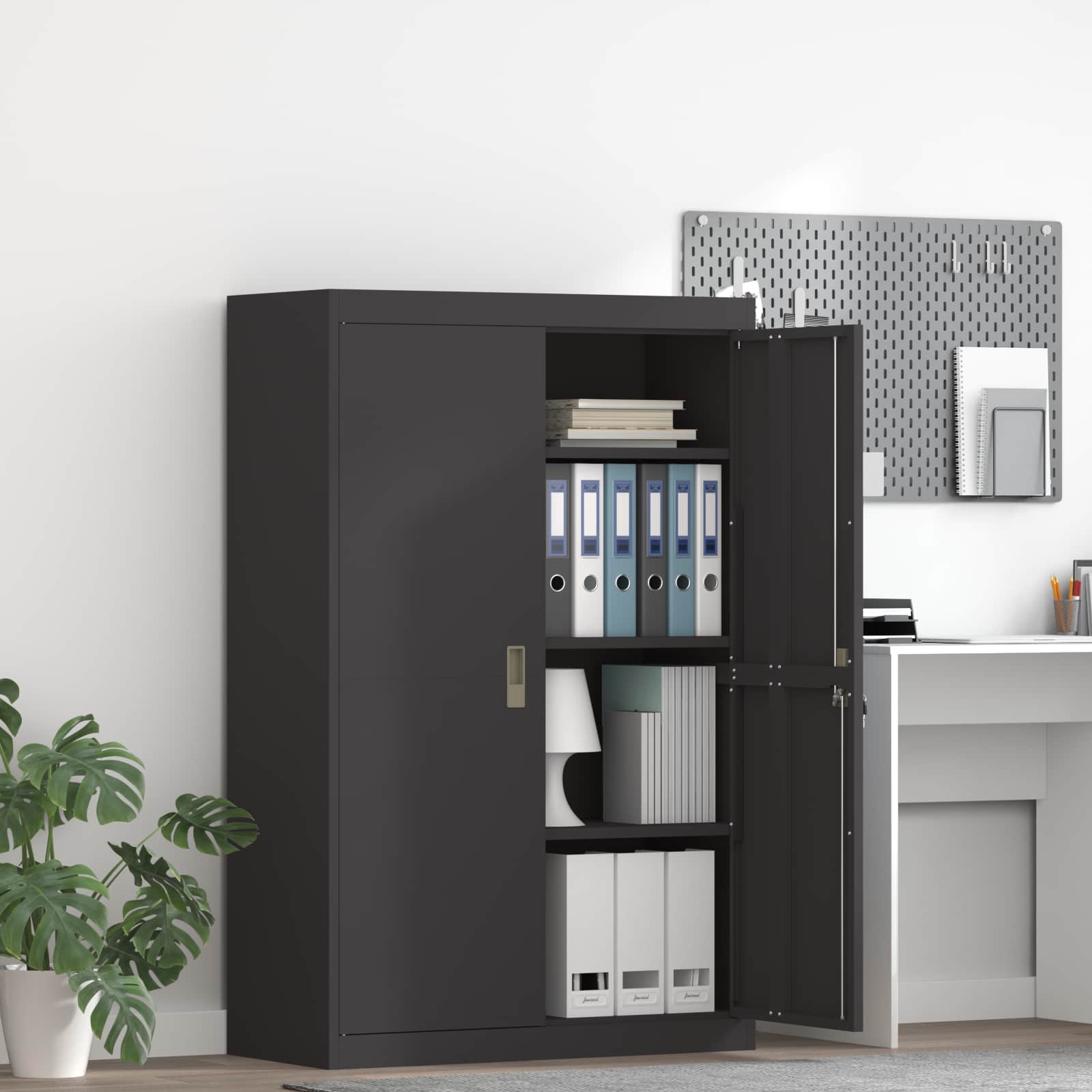 Armoire de rangement avec stockage 2 pcs Noir 90 x 40 x 140 cm - XIOS