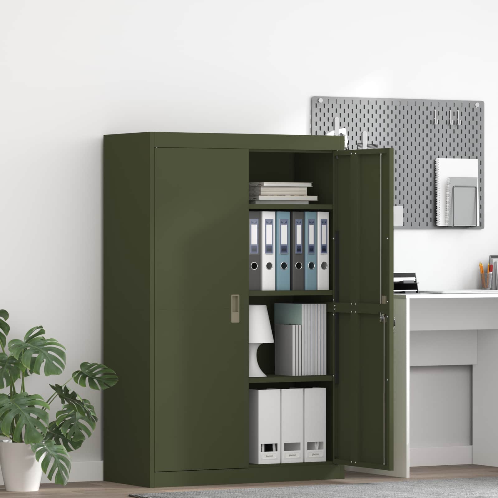 Armoire de rangement 2 pcs Vert olive 90 x 40 x 140 cm - XIOS