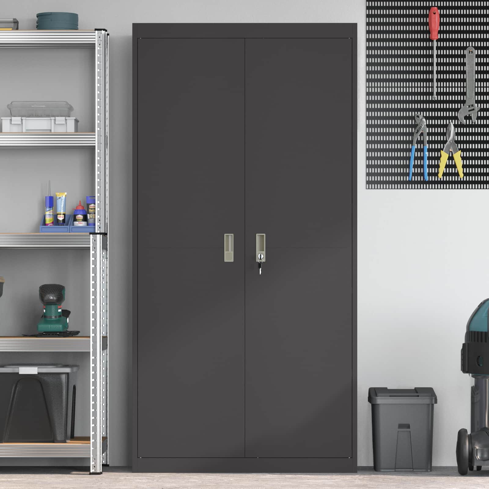 Armoire de rangement avec stockage 2 pcs Noir 90 x 40 x 180 cm - XIOS