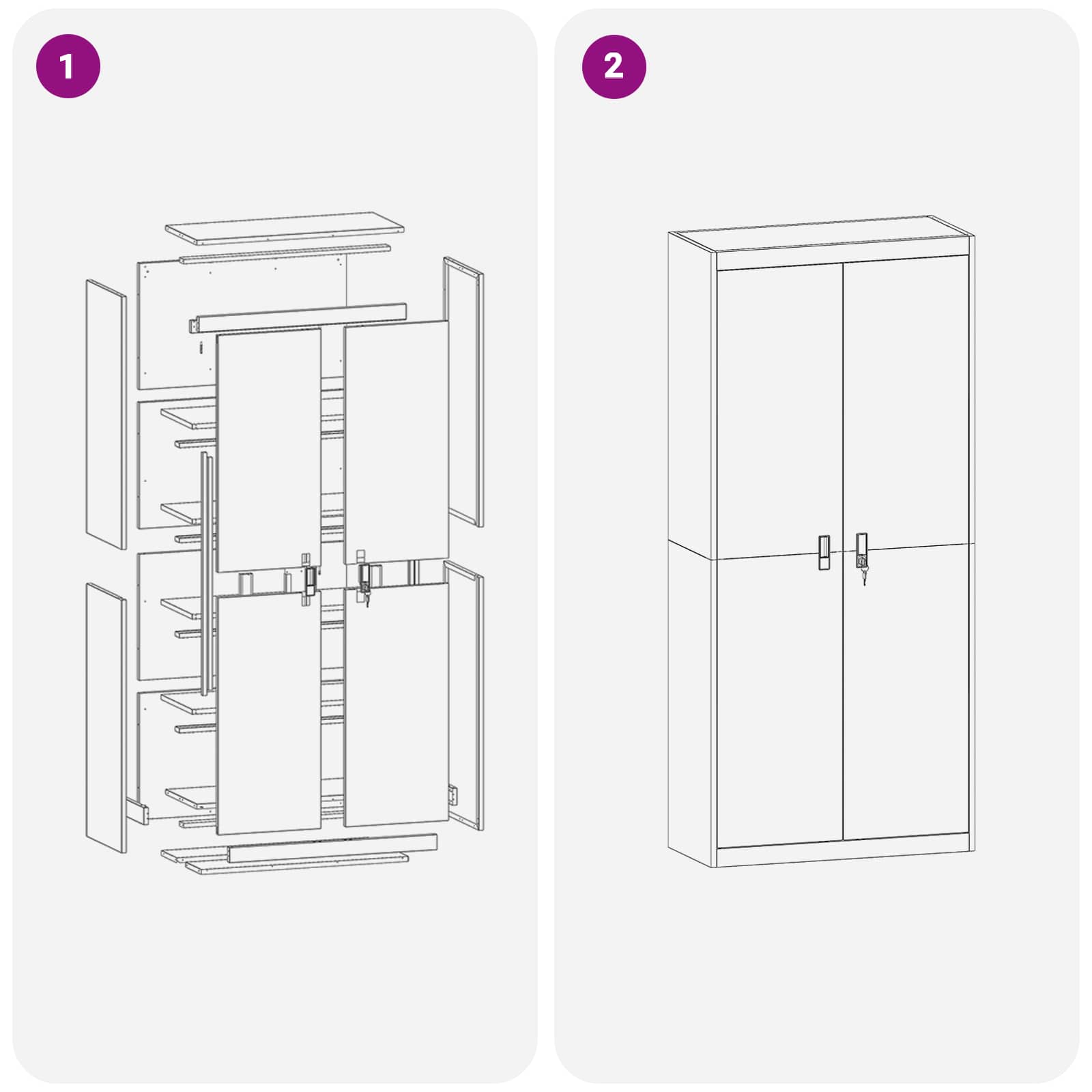 Armoire de rangement avec stockage 2 pcs Noir 90 x 40 x 200 cm - XIOS