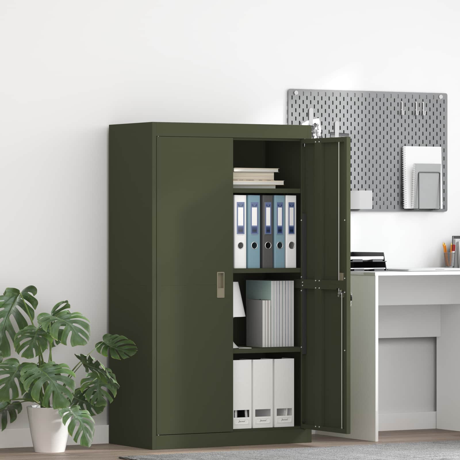 Armoire de rangement 2 pcs Vert olive 80 x 40 x 140 cm - XIOS