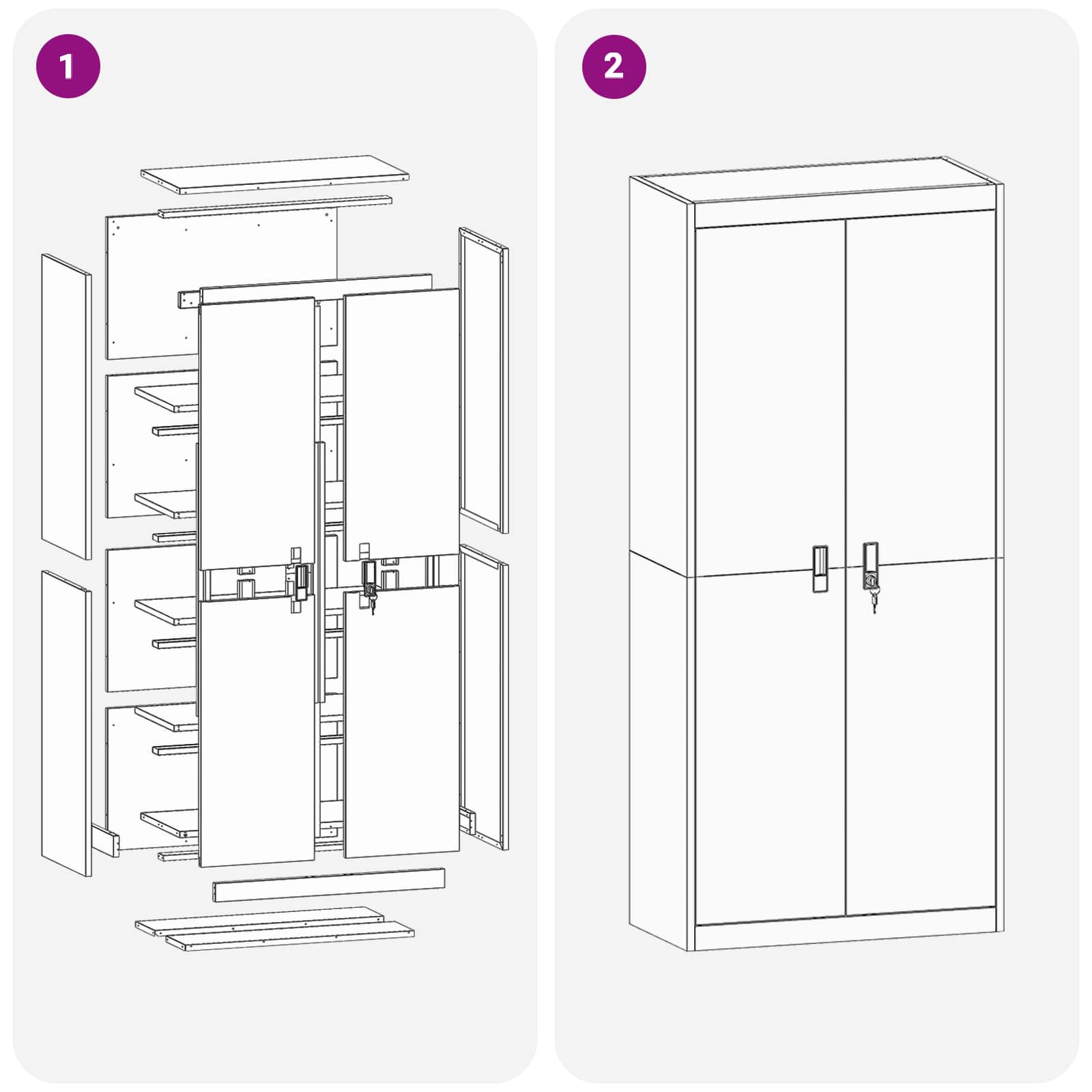 Armoire de rangement avec stockage 2 pcs Blanc 80 x 40 x 180 cm - XIOS