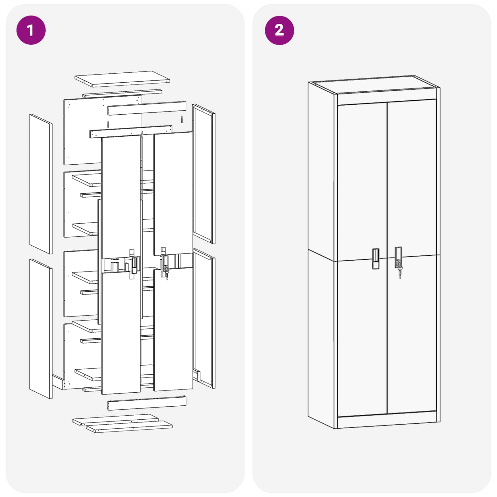 Armoire de rangement 2 pcs Anthracite 60 x 40 x 180 cm - XIOS