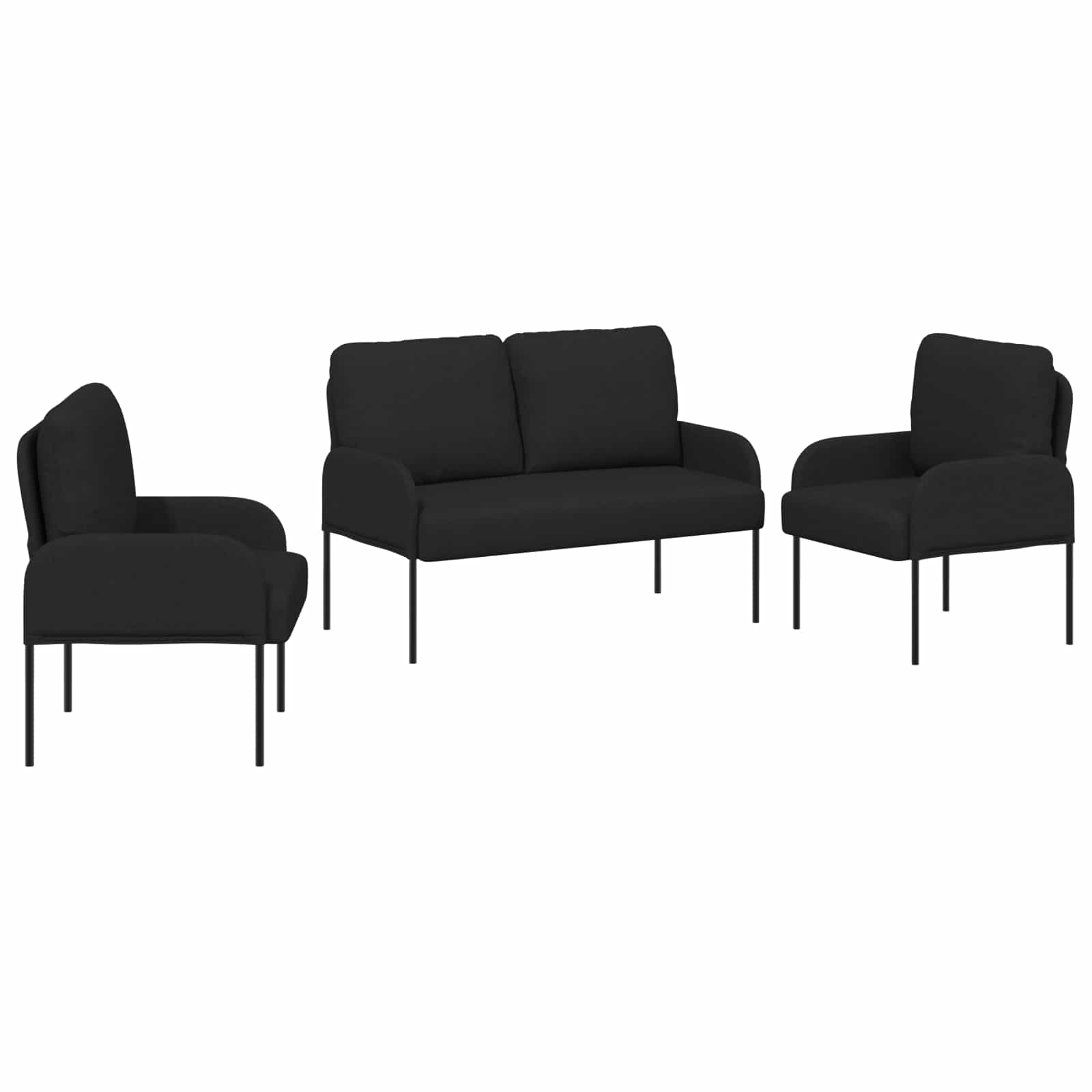 Ensembles de canapés 3 pcs Noir 115 x 56 x 80 cm Contreplaqué - XIOS