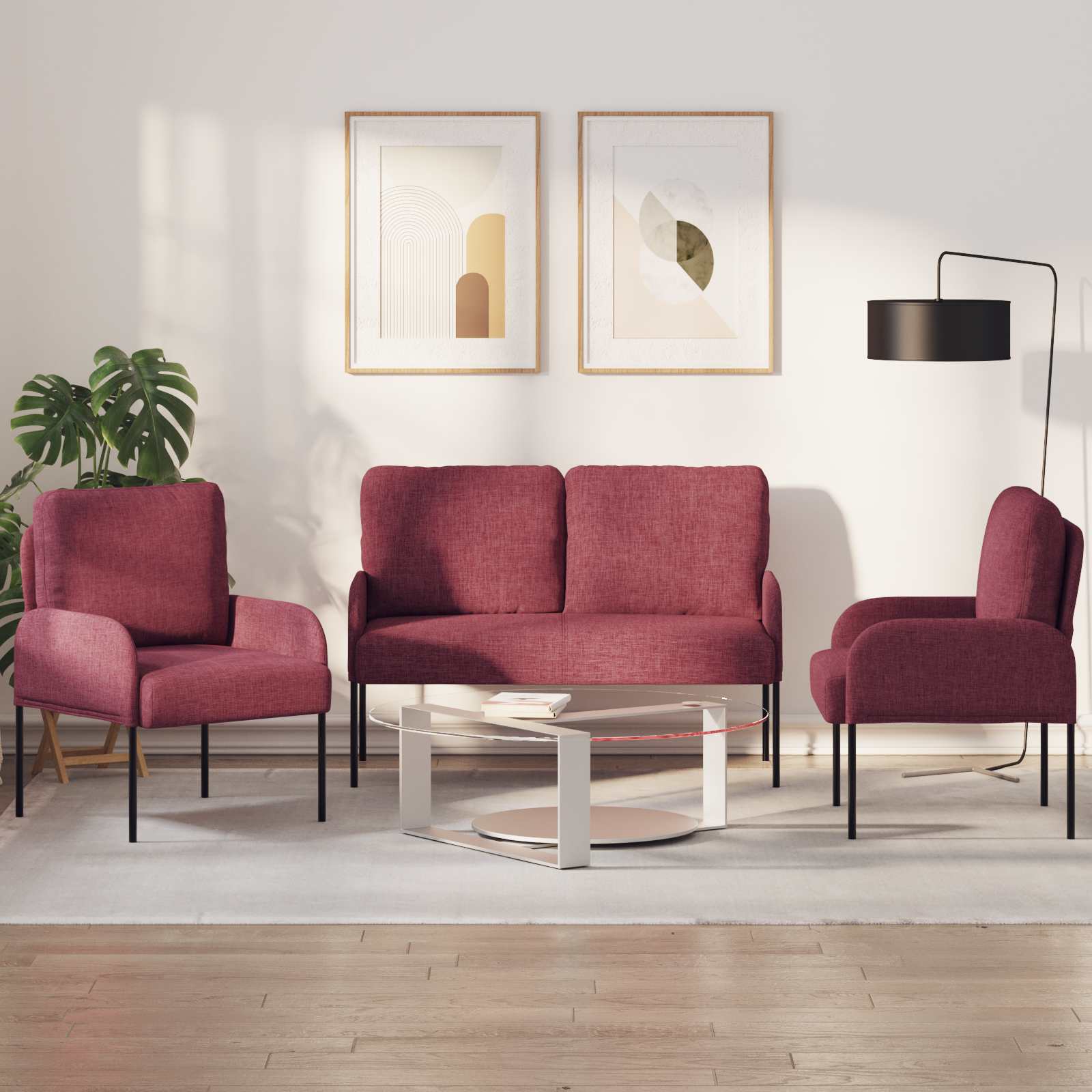 Ensembles de canapés 3 pcs Bordeaux 115 x 56 x 80 cm - XIOS