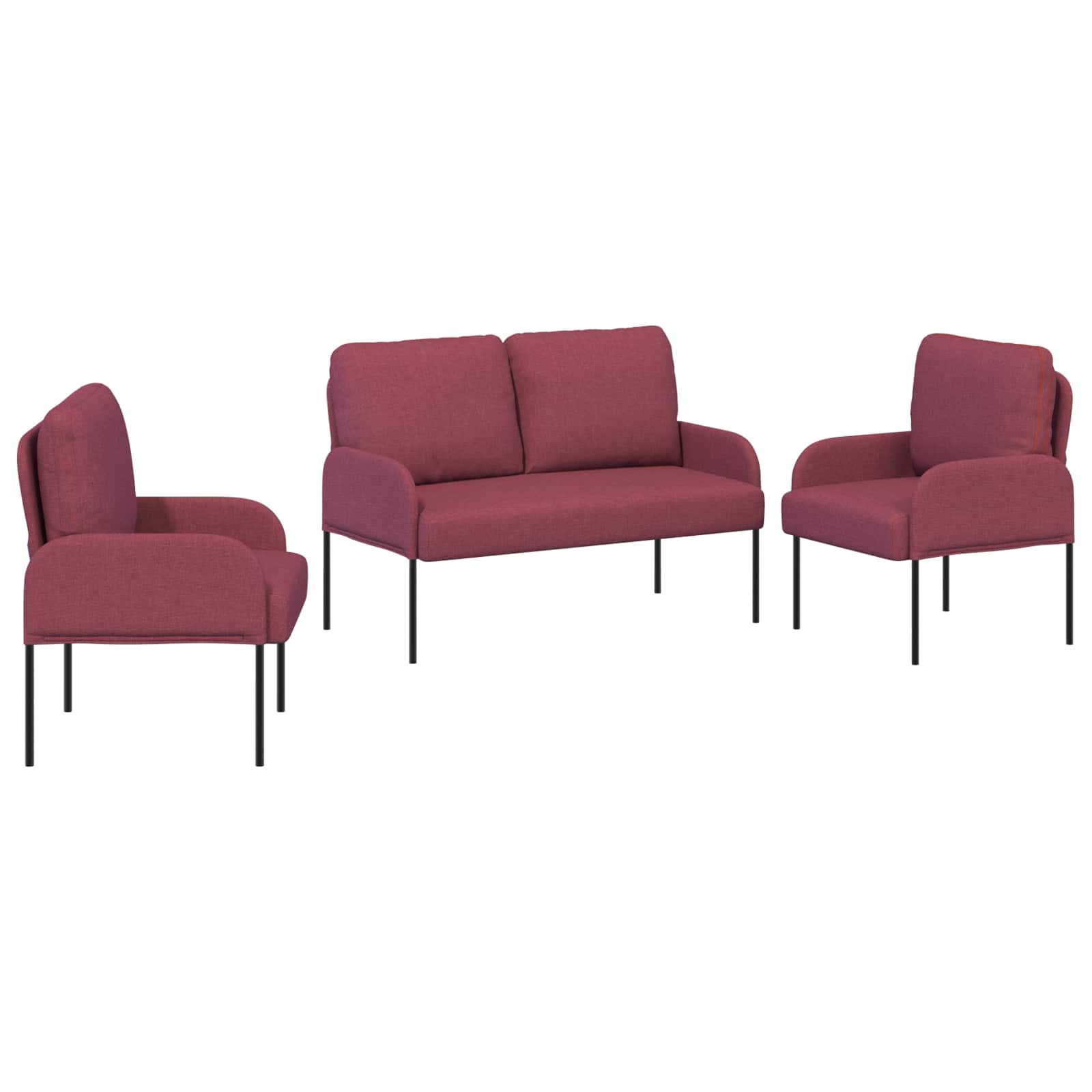Ensembles de canapés 3 pcs Bordeaux 115 x 56 x 80 cm - XIOS