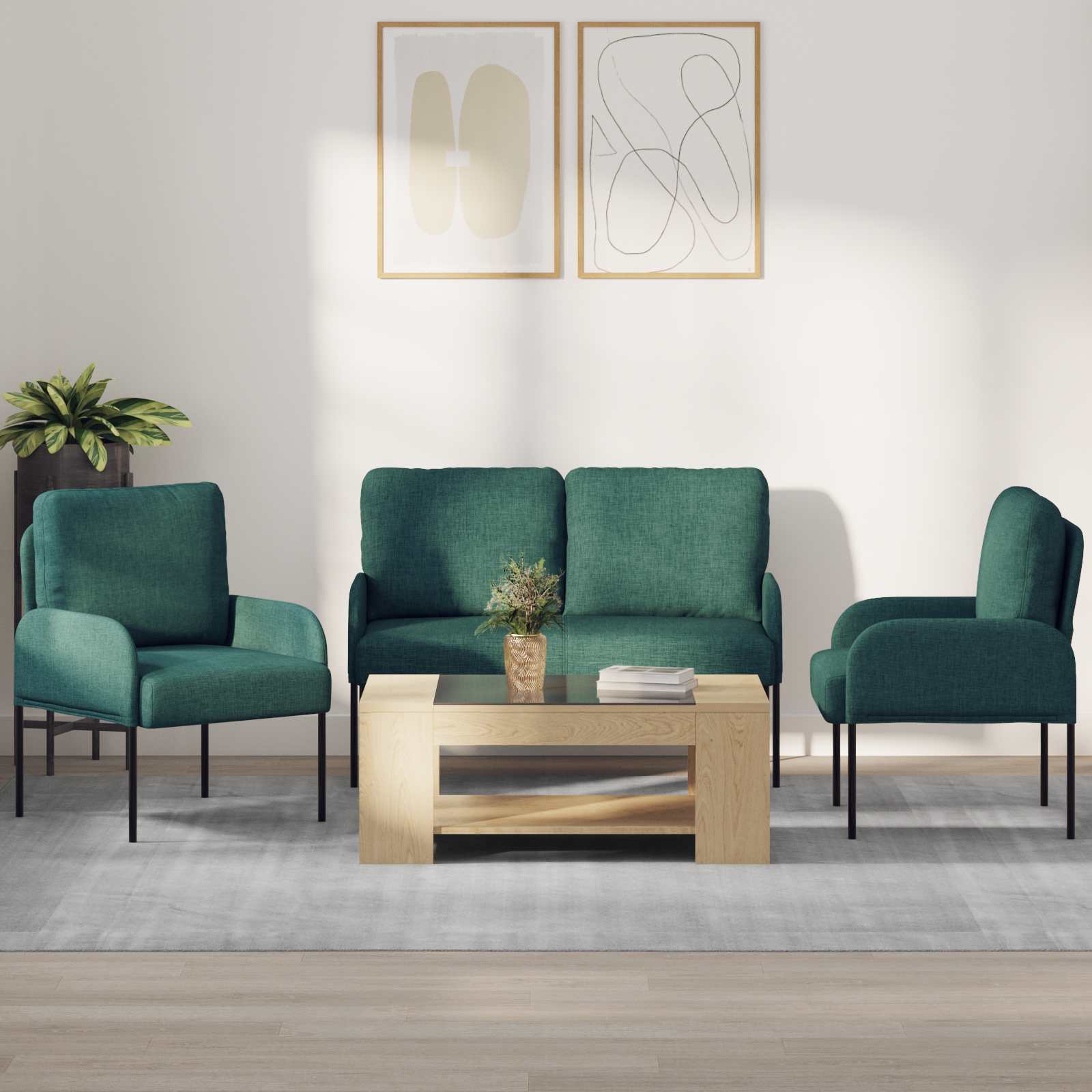 Ensembles de canapés 3 pcs Vert foncé 115 x 56 x 80 cm - XIOS