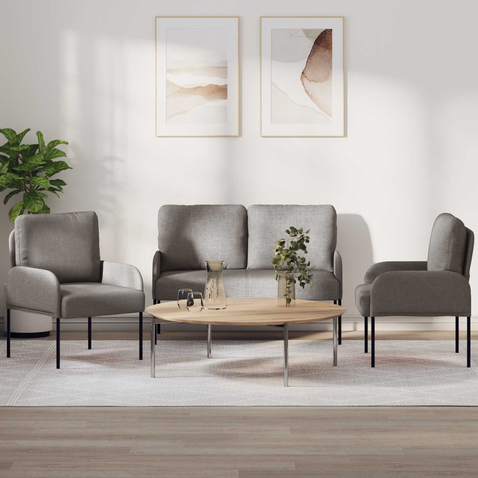 Ensembles de canapés 3 pcs Taupe 115 x 56 x 80 cm Contreplaqué - XIOS