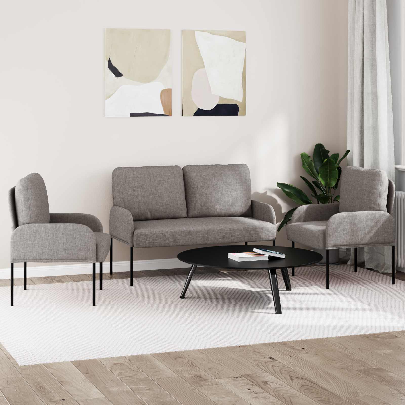 Ensembles de canapés 3 pcs Taupe 115 x 56 x 80 cm Contreplaqué - XIOS