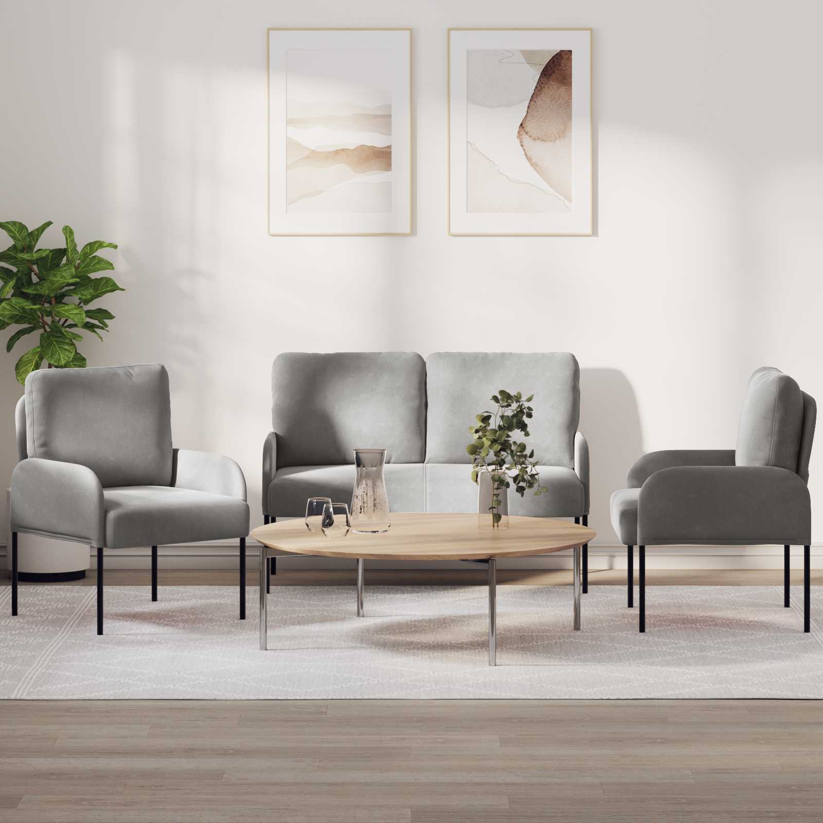 Ensembles de canapés 3 pcs Gris clair 115 x 56 x 80 cm - XIOS