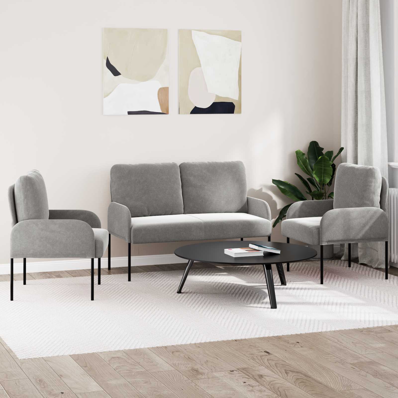 Ensembles de canapés 3 pcs Gris clair 115 x 56 x 80 cm - XIOS