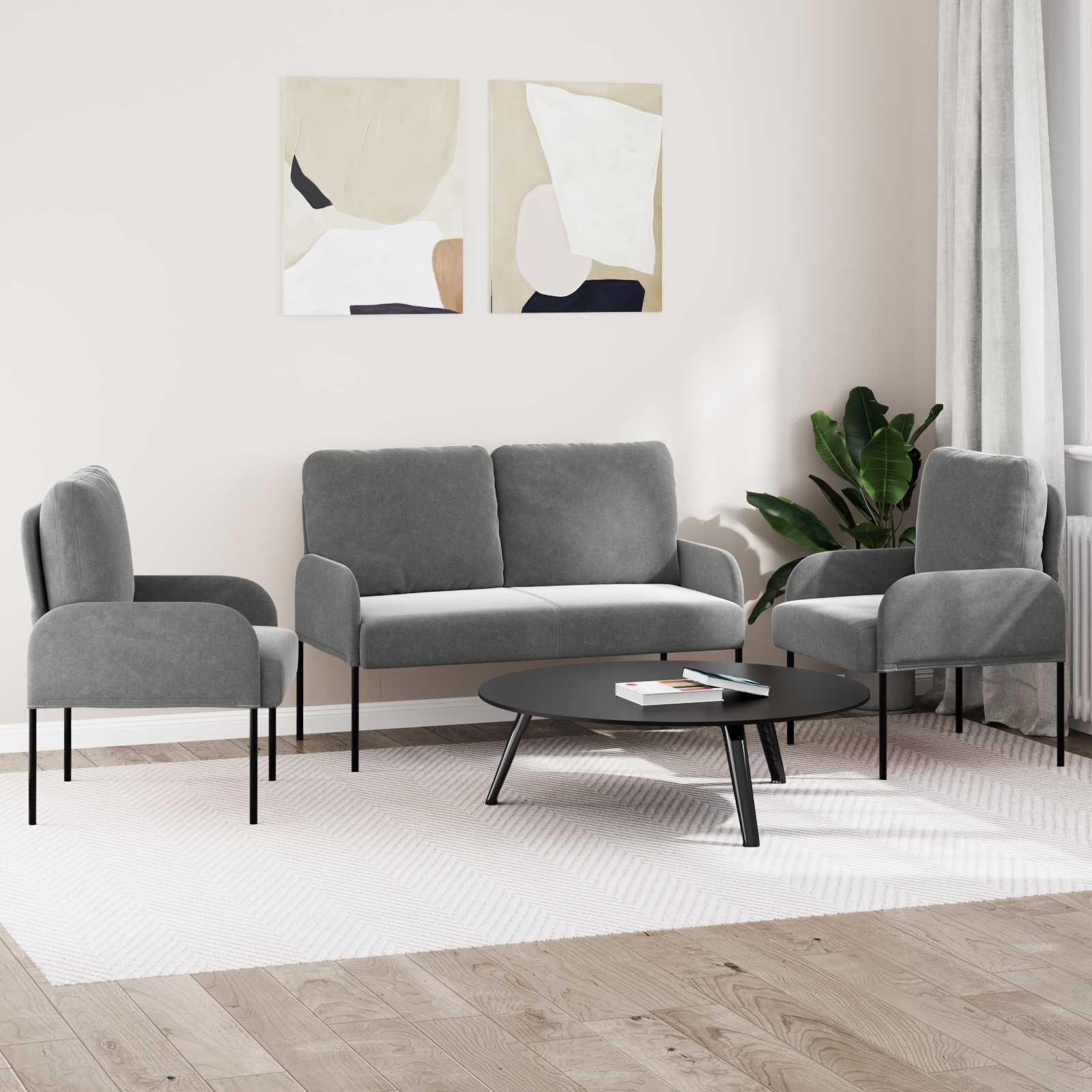 Ensembles de canapés 3 pcs Gris foncé 115 x 56 x 80 cm - XIOS