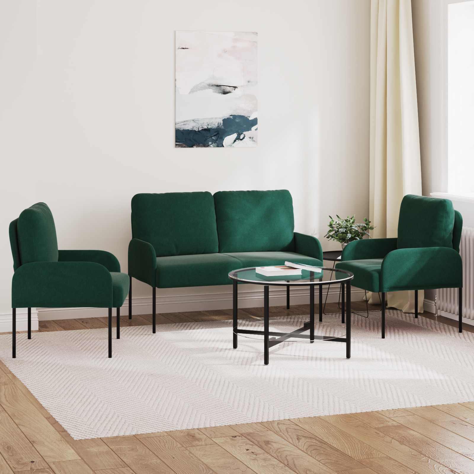 Ensembles de canapés 3 pcs Vert foncé 115 x 56 x 80 cm - XIOS