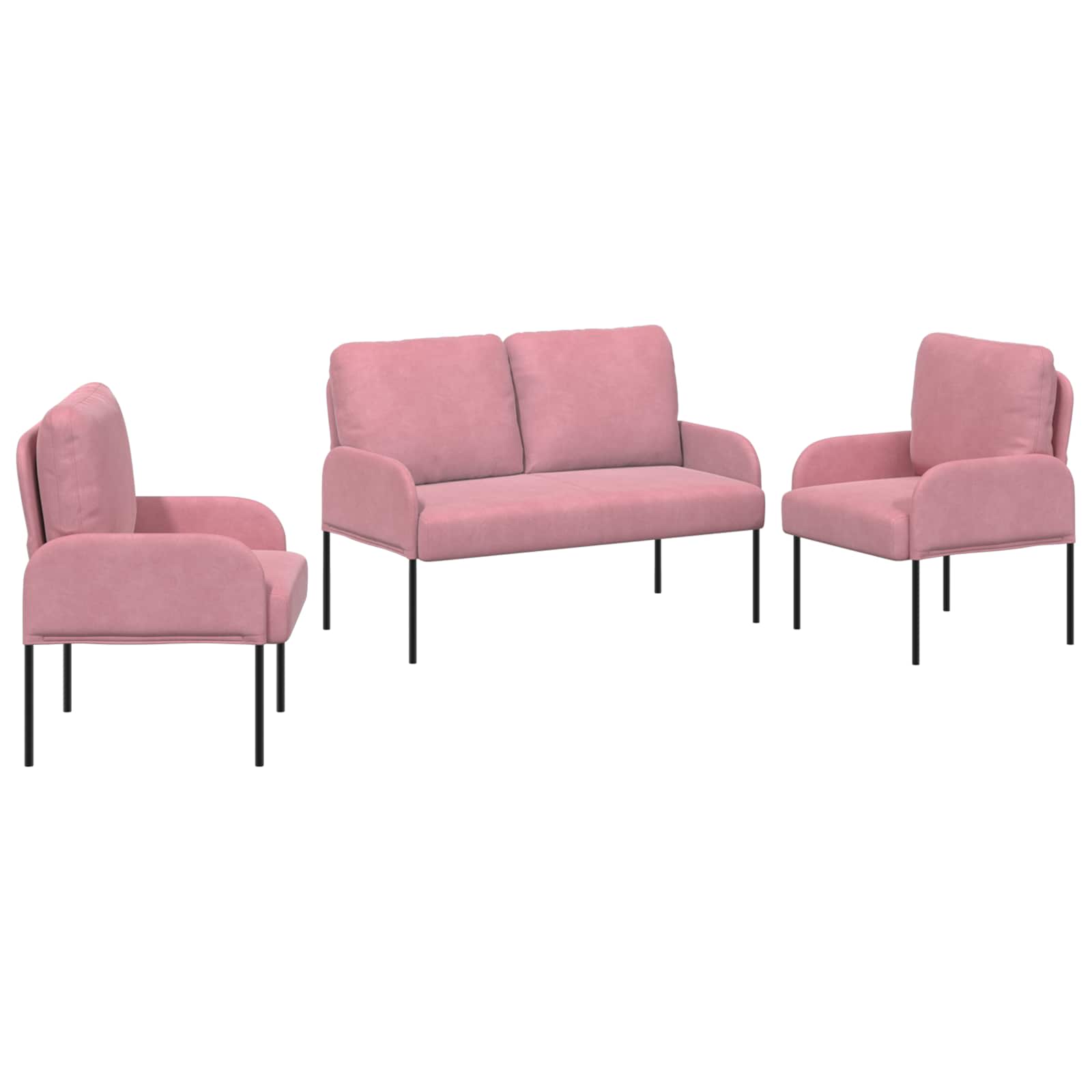 Ensembles de canapés 3 pcs Rose 115 x 56 x 80 cm Contreplaqué - XIOS