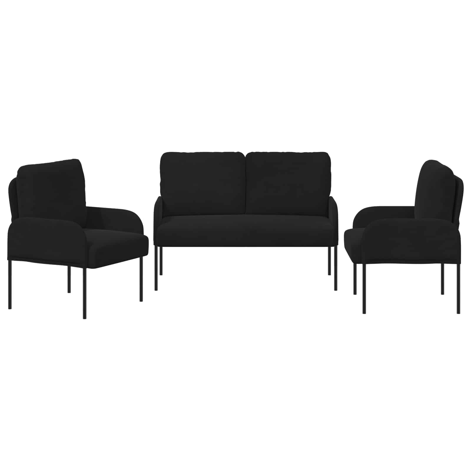 Ensembles de canapés 3 pcs Noir 115 x 56 x 80 cm Contreplaqué - XIOS