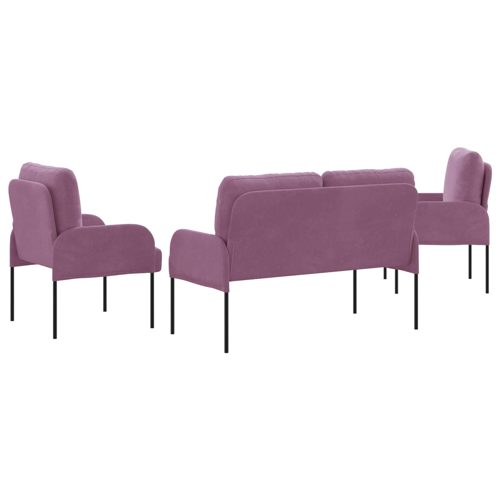 Ensembles de canapés 3 pcs Violet 115 x 56 x 80 cm Contreplaqué - XIOS