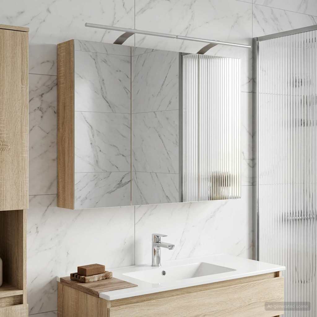 Armoire Miroir de Salle de Bain Chêne Sonoma 100 x 14,5 x 70 cm