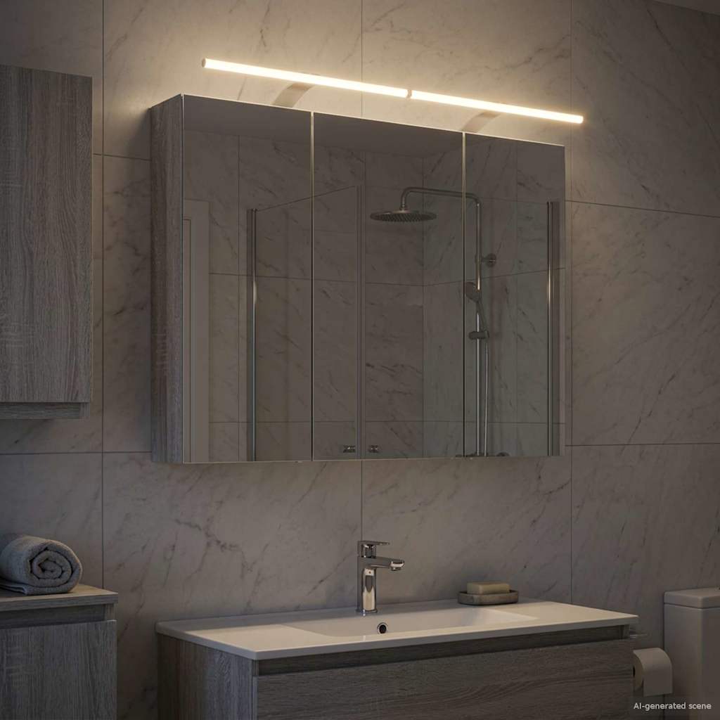 Armoire Miroir de Salle de Bain Gris Sonoma 100 x 14,5 x 70 cm