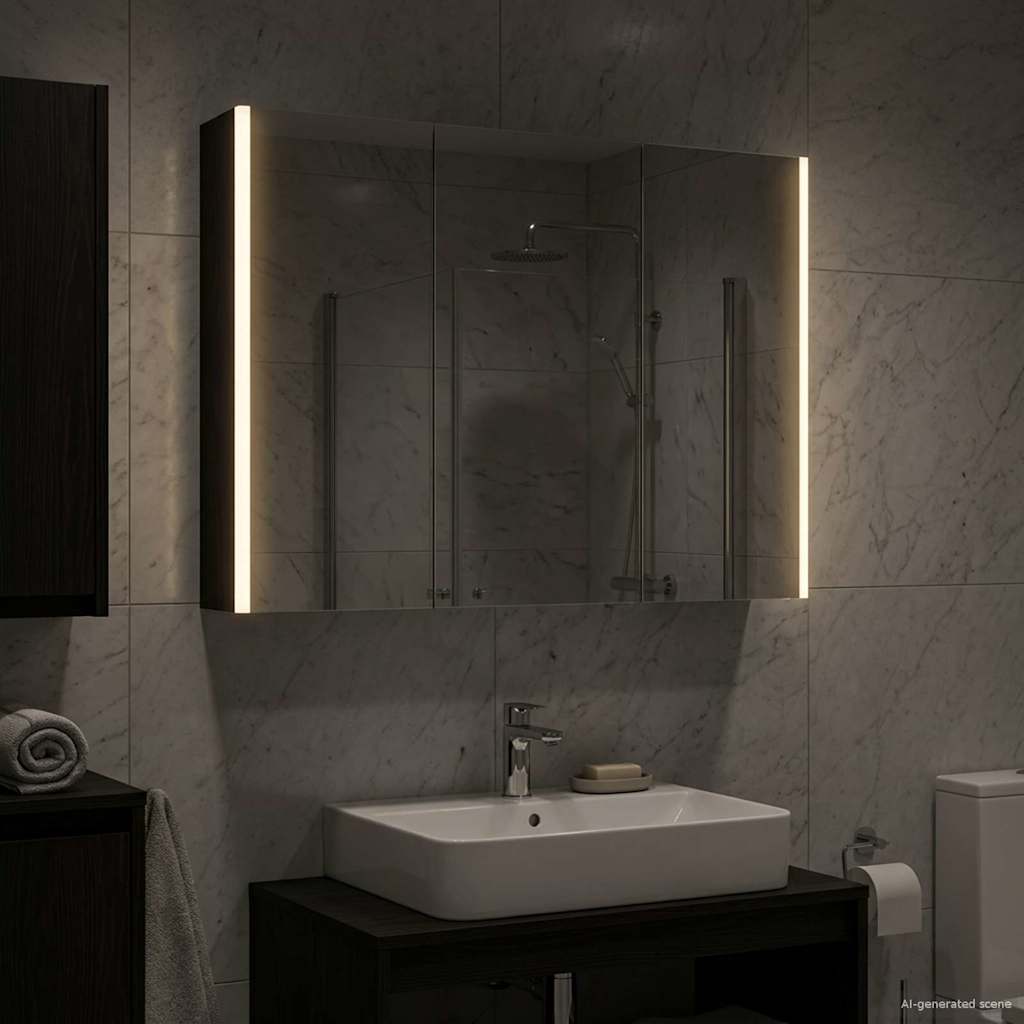 Armoire Miroir de Salle de Bain Chêne noir 103,5 x 15,5 x 70 cm - XIOS