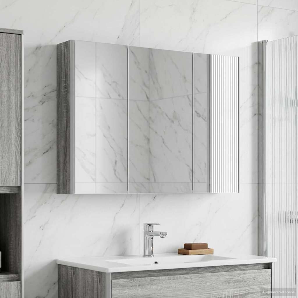 Armoire Miroir de Salle de Bain Gris Sonoma