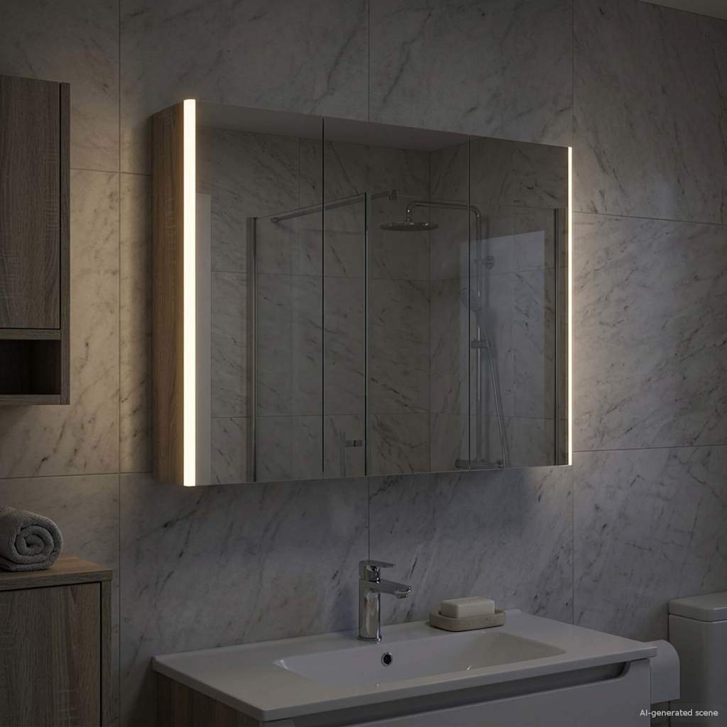 Armoire Miroir de Salle de Bain Gris Sonoma