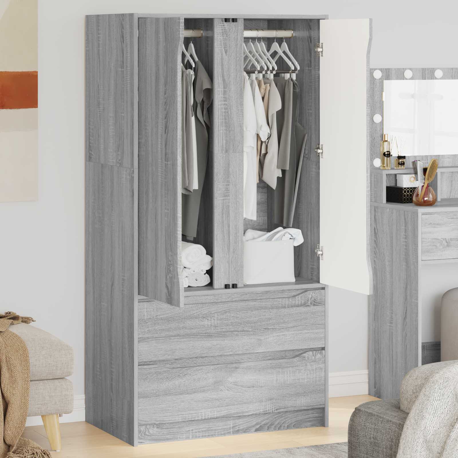 Armoire Gris Sonoma 79,5 x 49 x 156 cm Bois d’ingénierie - XIOS