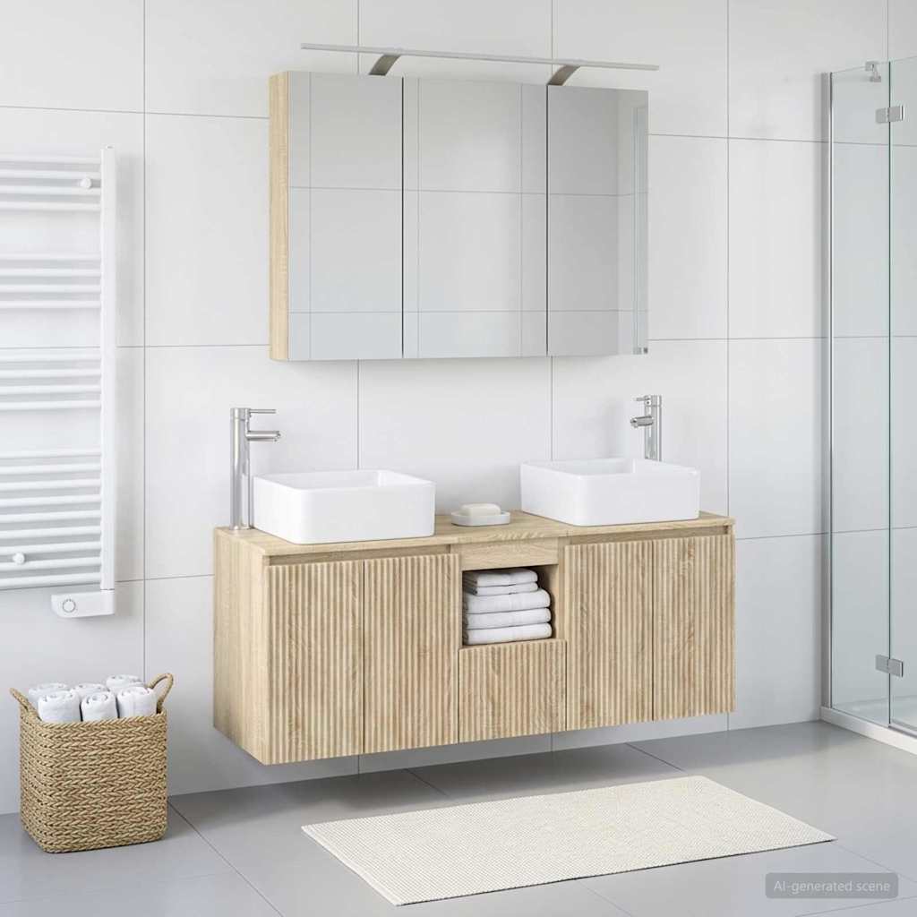 Ensemble d'armoire de salle de bain 4 pcs Chêne Sonoma - XIOS