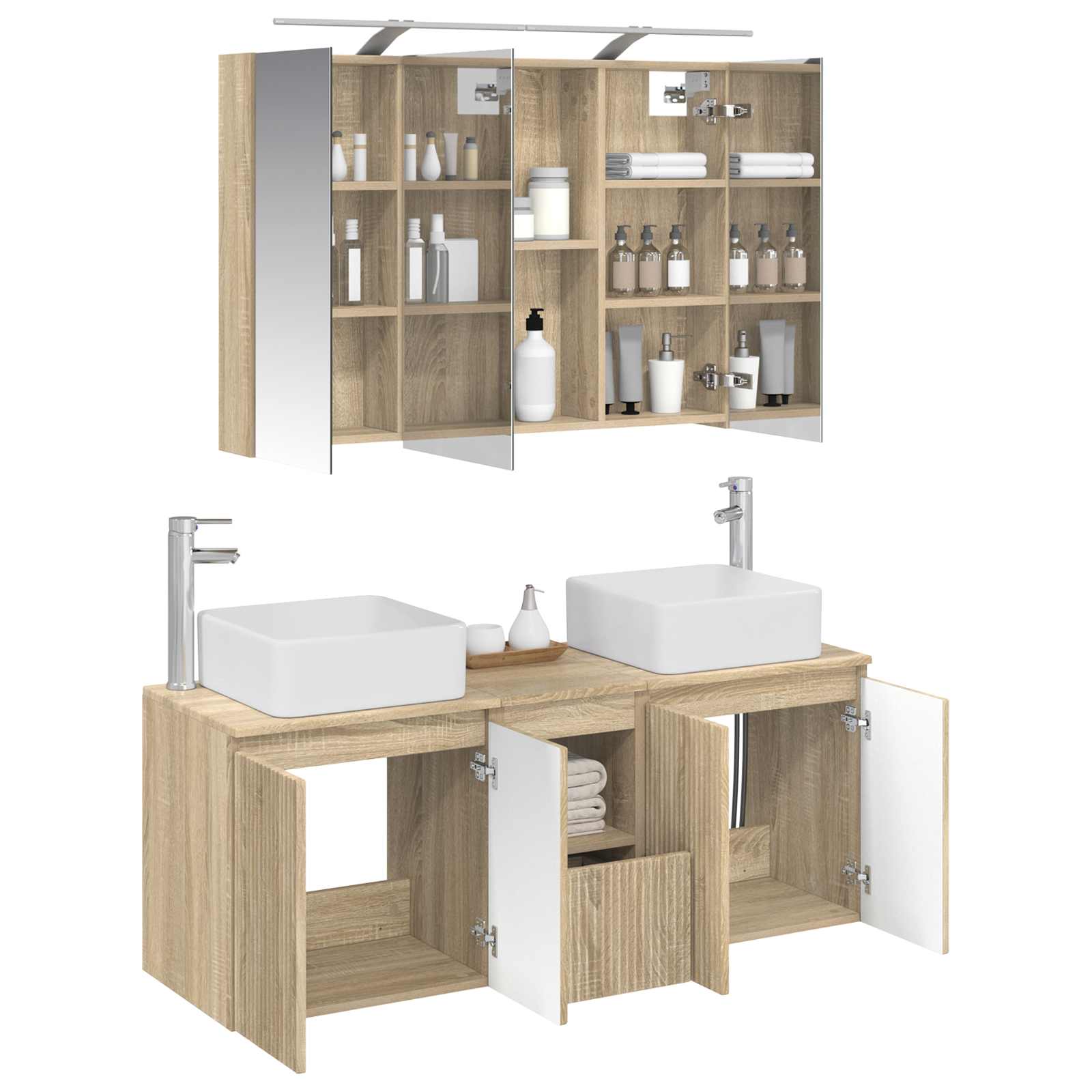 Ensemble d'armoire de salle de bain 4 pcs Chêne Sonoma - XIOS