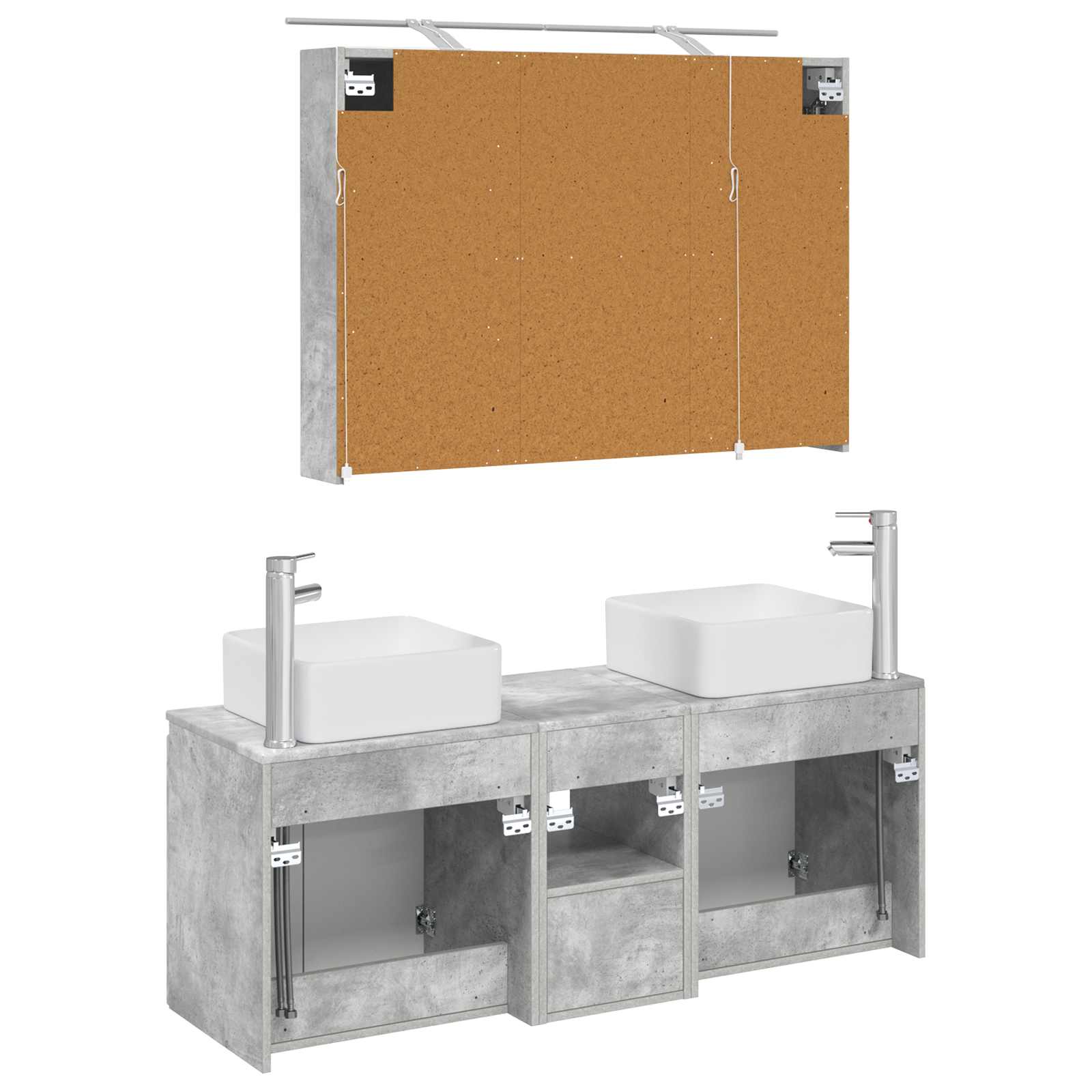Ensemble d'armoire de salle de bain 4 pcs Gris béton - XIOS