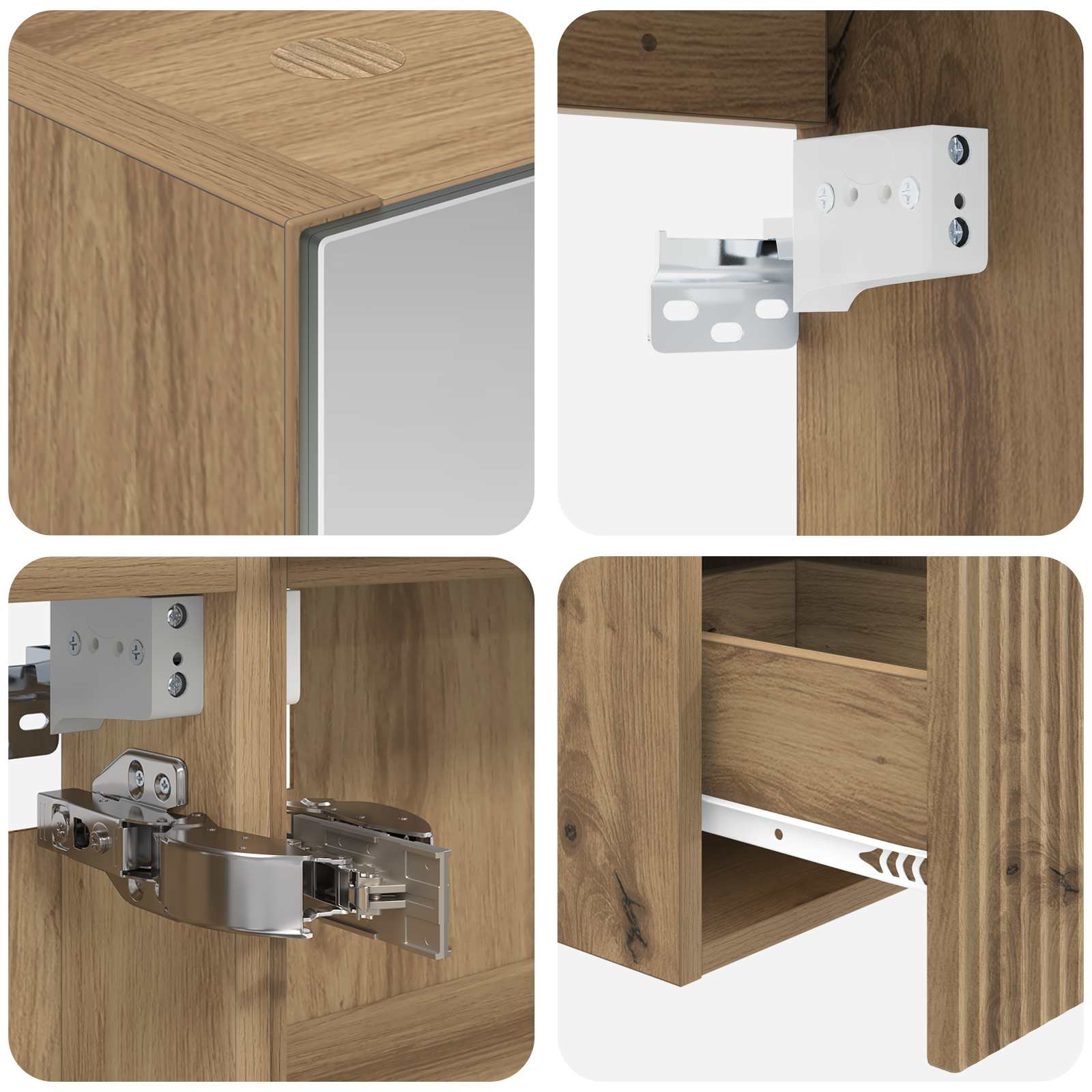 Ensemble d'armoire de salle de bain 4 pcs Chêne artisanal - XIOS