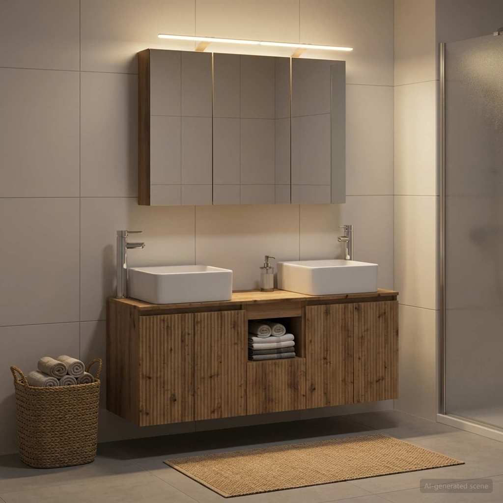Ensemble d'armoire de salle de bain 4 pcs Chêne artisanal - XIOS