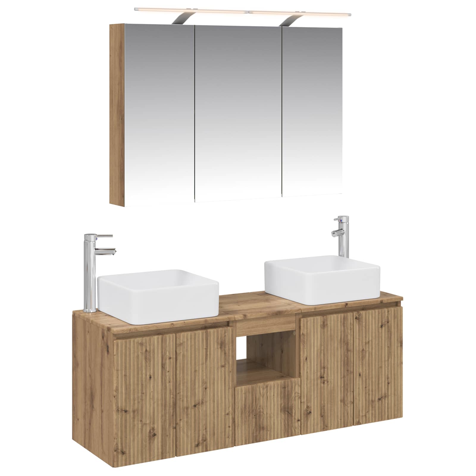 Ensemble d'armoire de salle de bain 4 pcs Chêne artisanal - XIOS