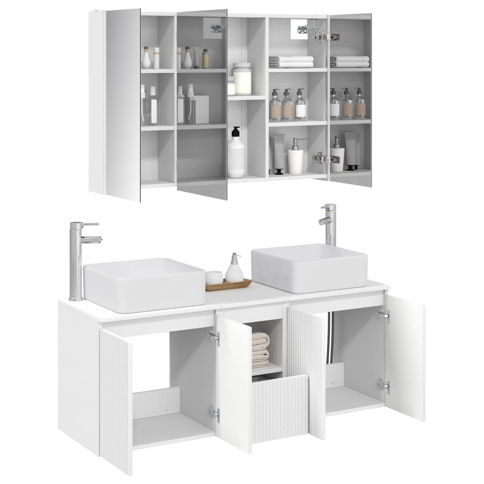 Ensemble d'armoire de salle de bain 4 pcs Blanc - XIOS
