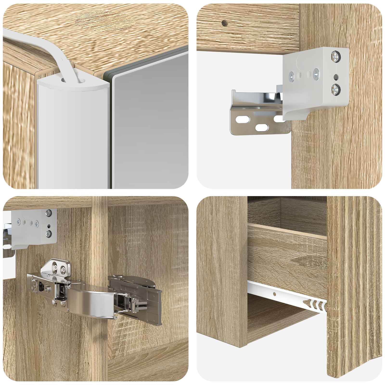 Ensemble d'armoire de salle de bain 4 pcs Chêne Sonoma - XIOS