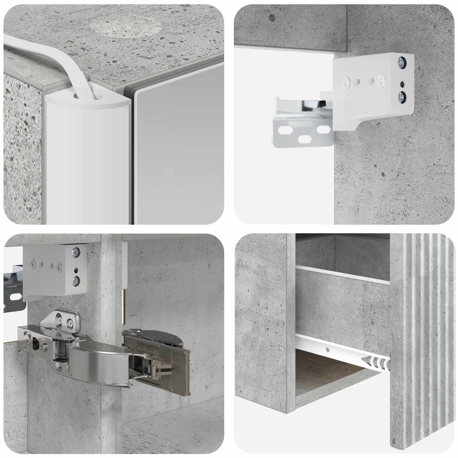 Ensemble d'armoire de salle de bain 4 pcs Gris béton - XIOS
