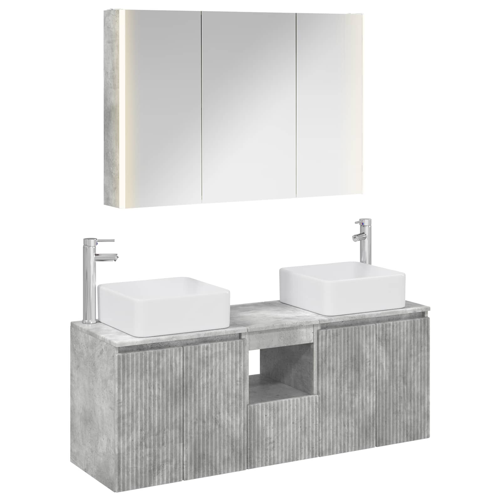 Ensemble d'armoire de salle de bain 4 pcs Gris béton - XIOS