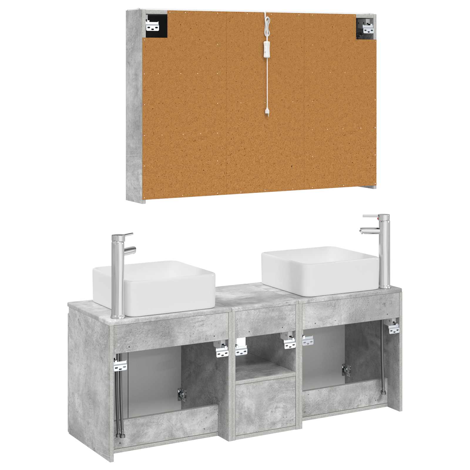 Ensemble d'armoire de salle de bain 4 pcs Gris béton - XIOS