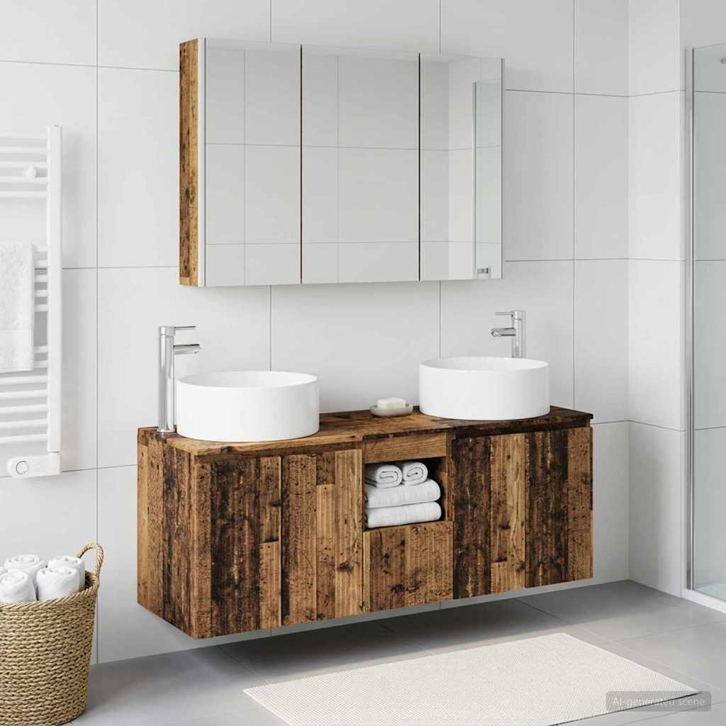 Ensemble d'armoire de salle de bain 4 pcs Bois ancien - XIOS