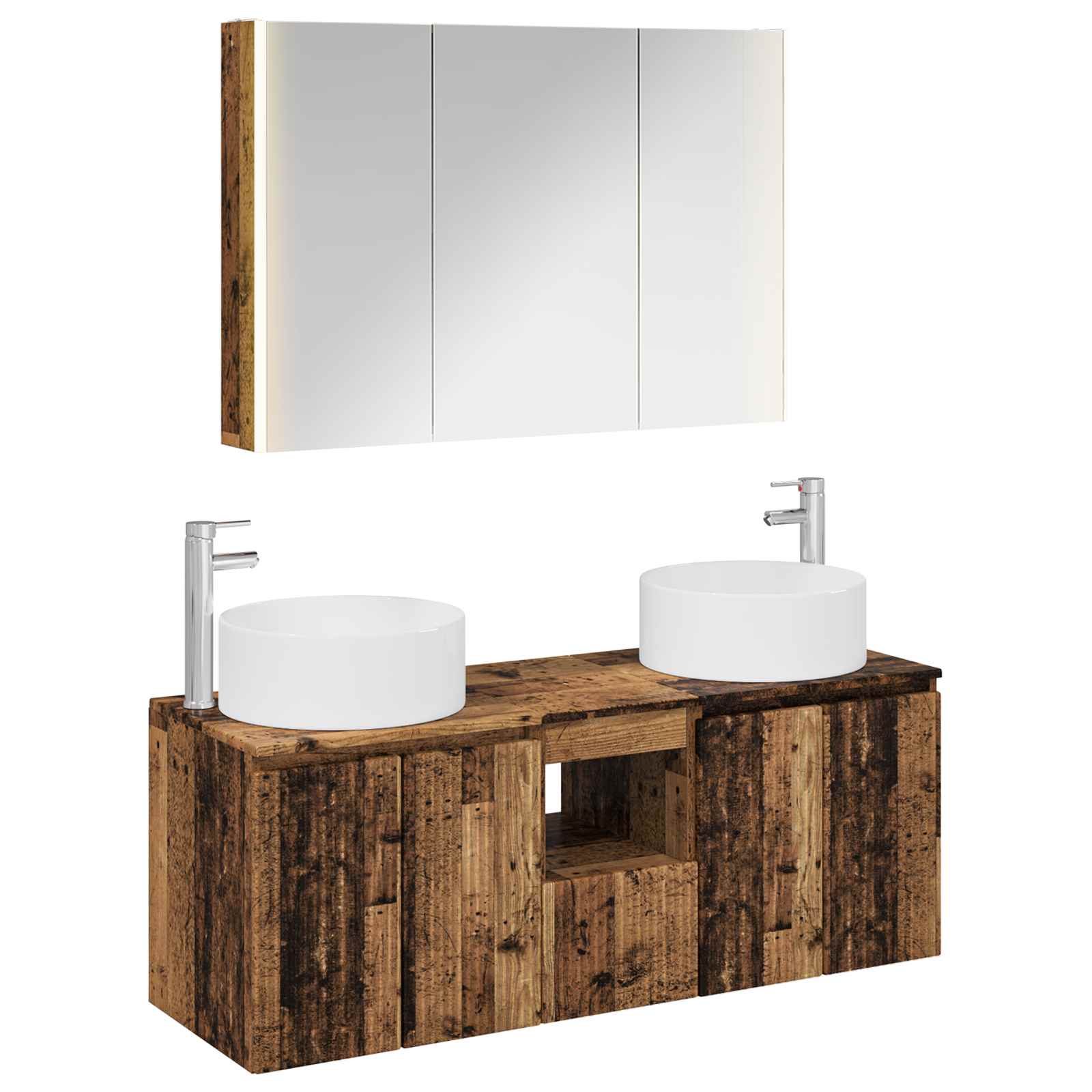 Ensemble d'armoire de salle de bain 4 pcs Bois ancien - XIOS