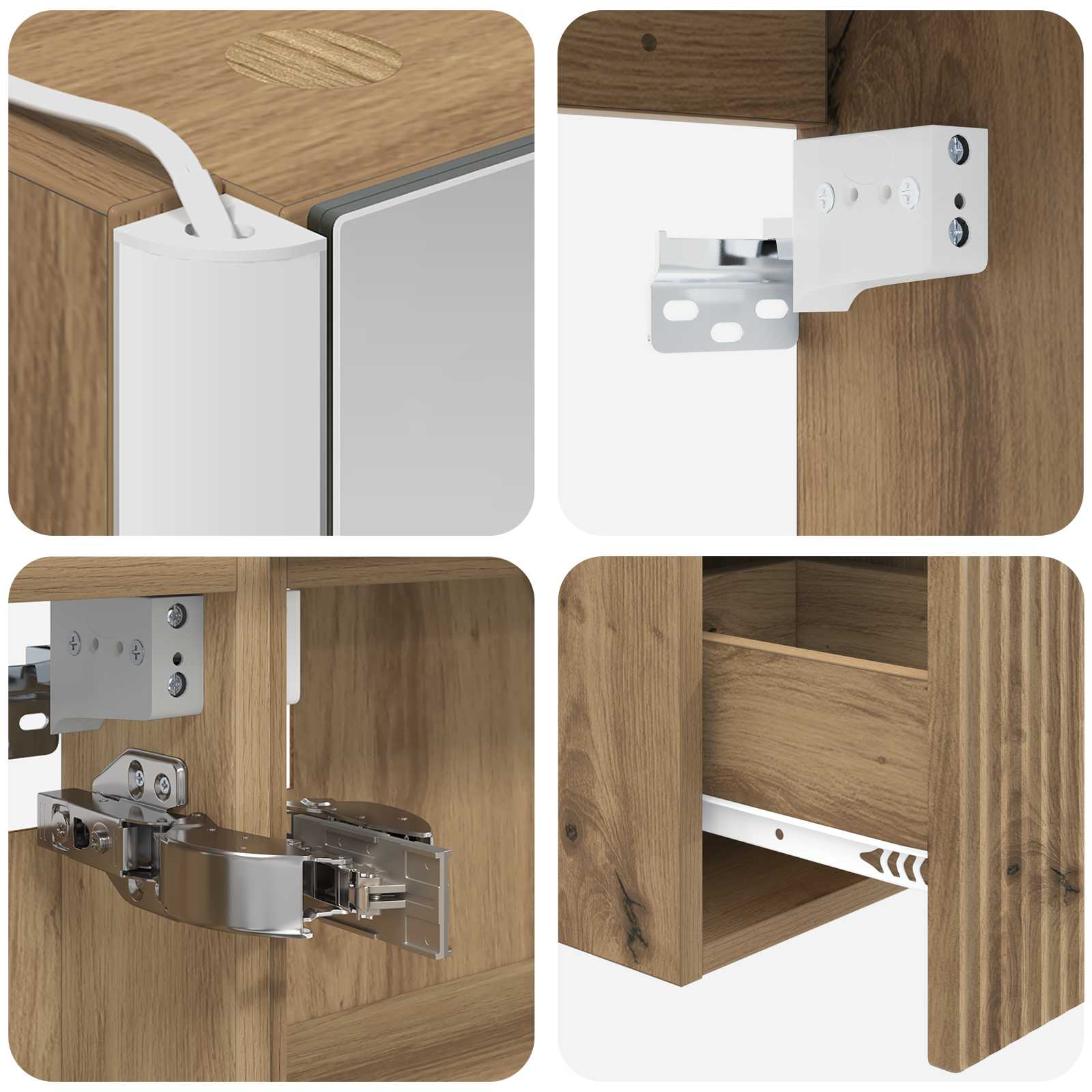 Ensemble d'armoire de salle de bain 4 pcs Chêne artisanal - XIOS