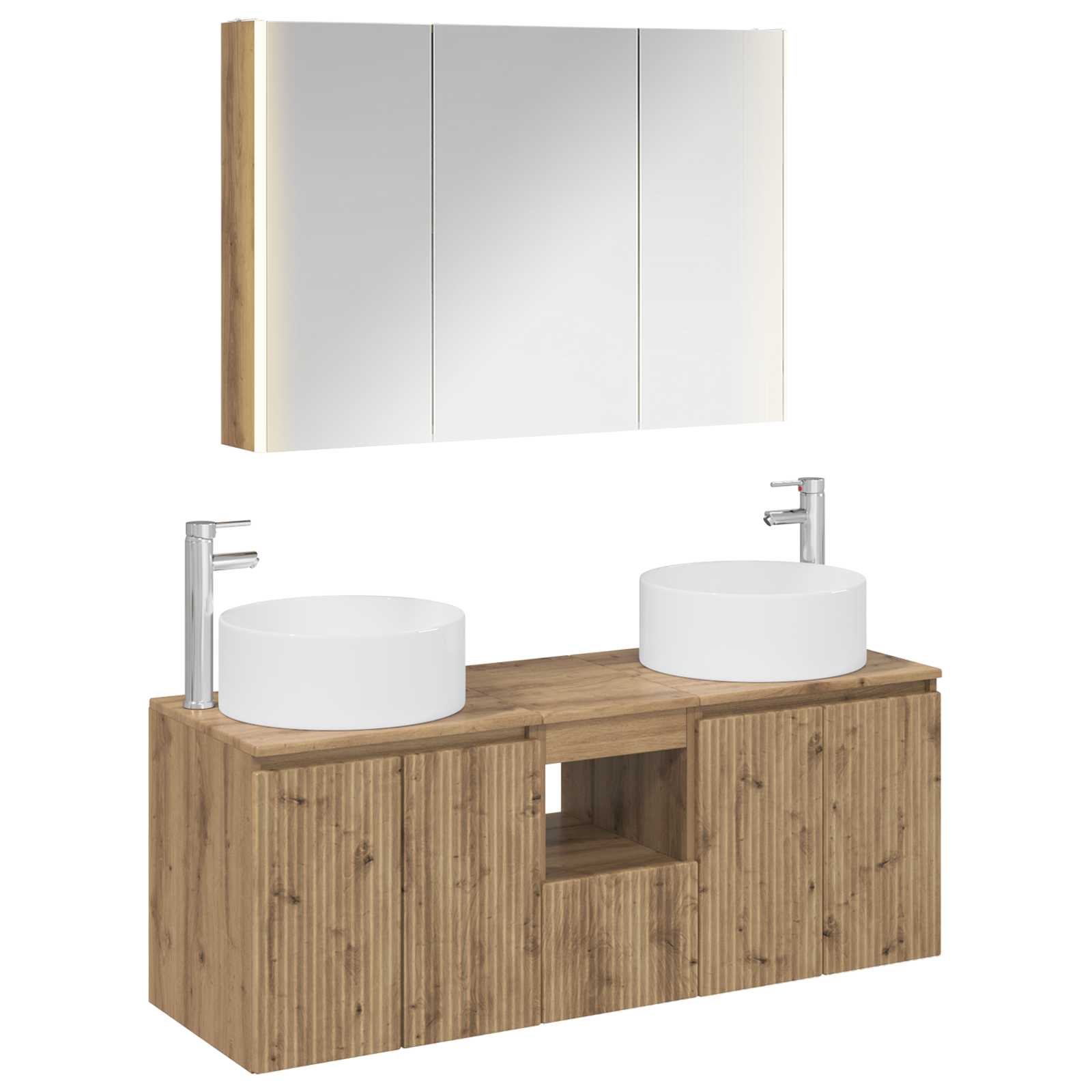 Ensemble d'armoire de salle de bain 4 pcs Chêne artisanal - XIOS