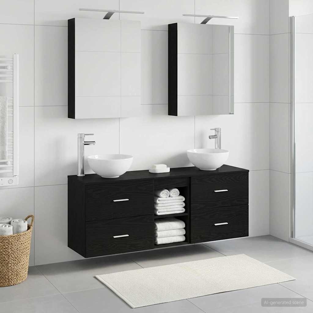Ensemble d'armoire de salle de bain 5 pcs Chêne noir - XIOS