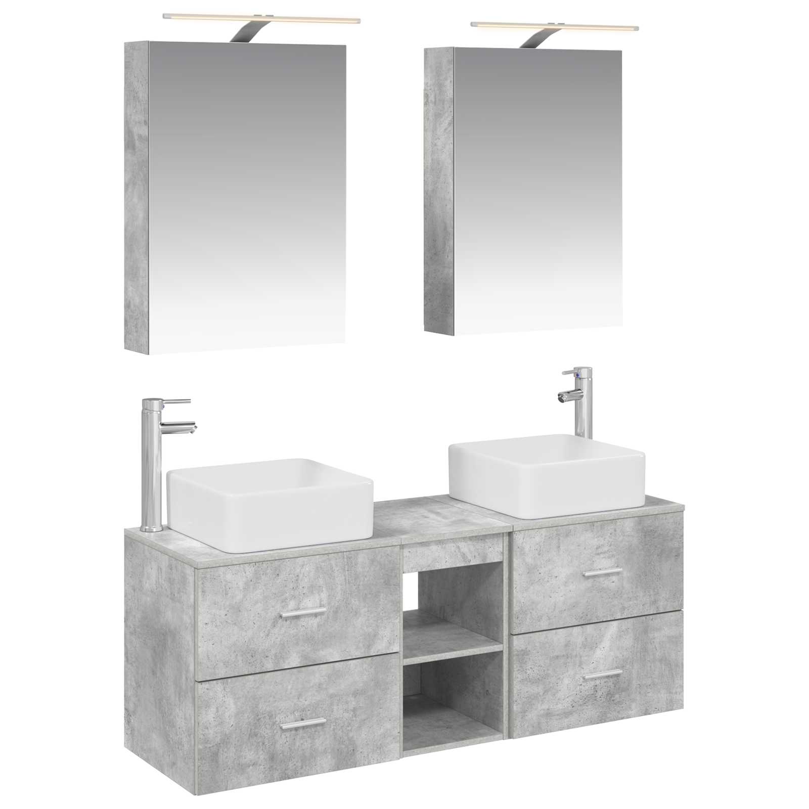 Ensemble de mobilier de salle de bain 5 pcs Gris béton