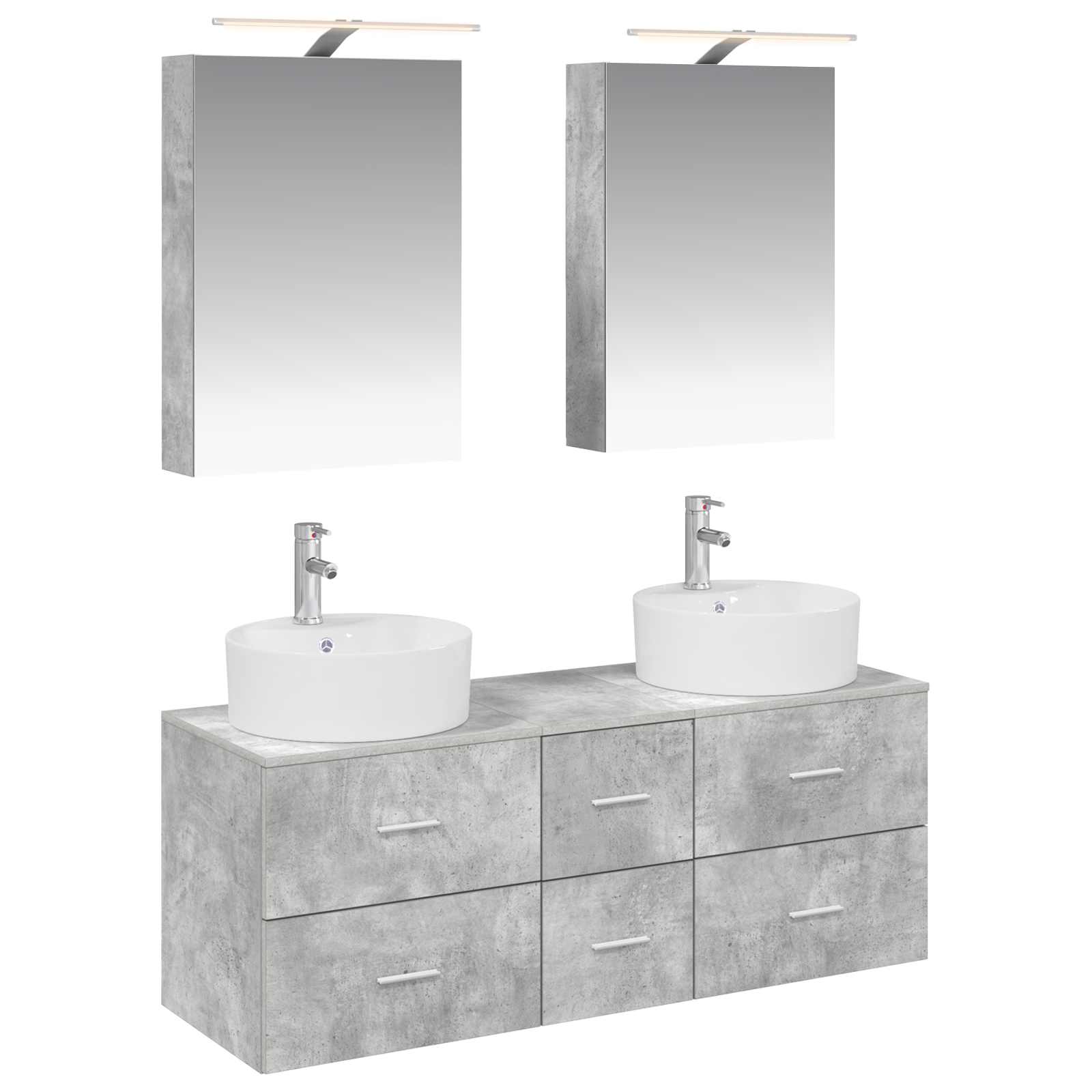 Ensemble de mobilier de salle de bain 5 pcs Gris béton