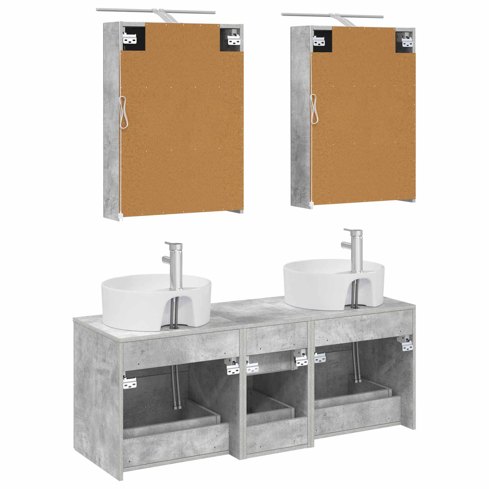 Ensemble de mobilier de salle de bain 5 pcs Gris béton