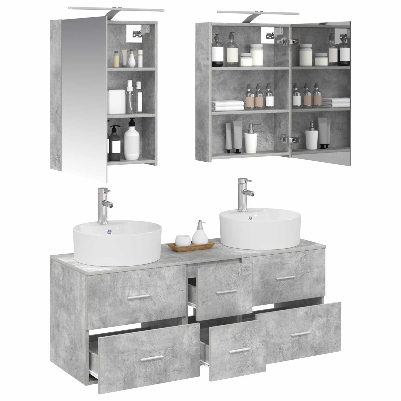 Ensemble de mobilier de salle de bain 5 pcs Gris béton